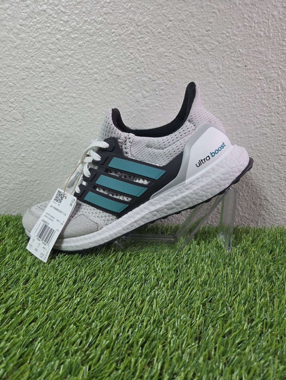 adidas UltraBoost 1.0 White Pure Teal Running Shoes JQ0823 Men's Size 10.5